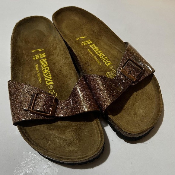 Birkenstock Shoes Womens Size 7 EU 38 Copper Glitter Madrid Sandals Germany - Picture 1 of 5